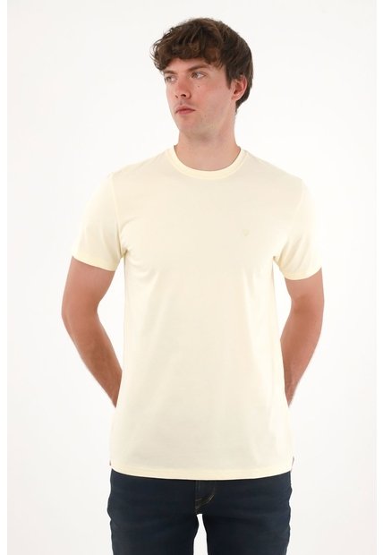 Camiseta Manga Corta En 100% Algodón Amarilla Para Hombre
