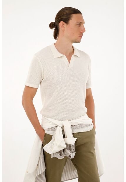 Tennis Camiseta Tejida Crudo Para Hombre