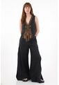 Tennis Pantalón Wide Leg En 100% Lino Negro Para Mujer de Tennis