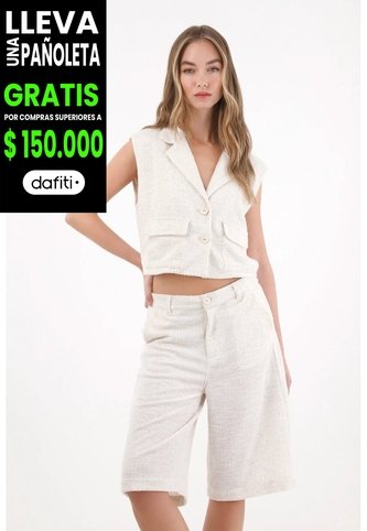 Tennis Bermuda Larga En Tweed Blanca Para Mujer Tennis