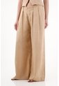 Tennis Pantalón Wide Leg En 100% Lino Con Tablas Crudo Para Mujer de Tennis