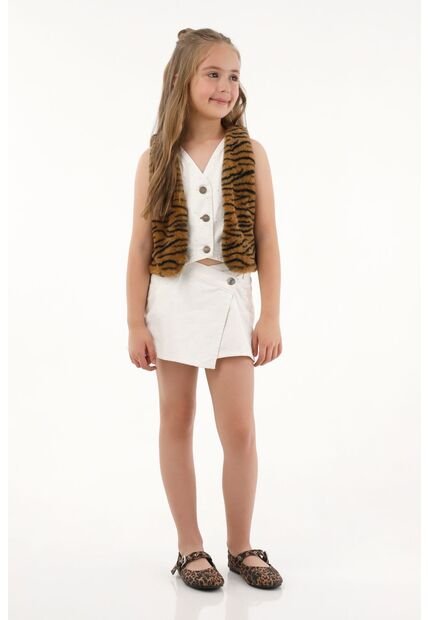 Chaleco De Tela Afelpada Animal Print Para Niña