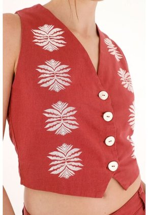 Tennis Chaleco Tipo Sastre Rojo Para Mujer