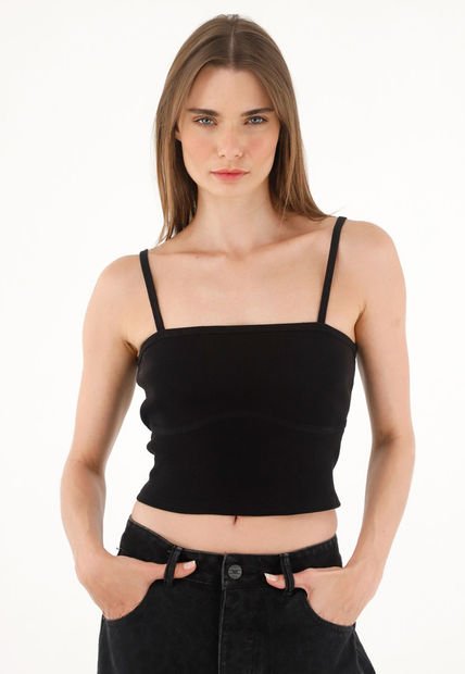 Camiseta En Rib Tipo Crop Para Mujer