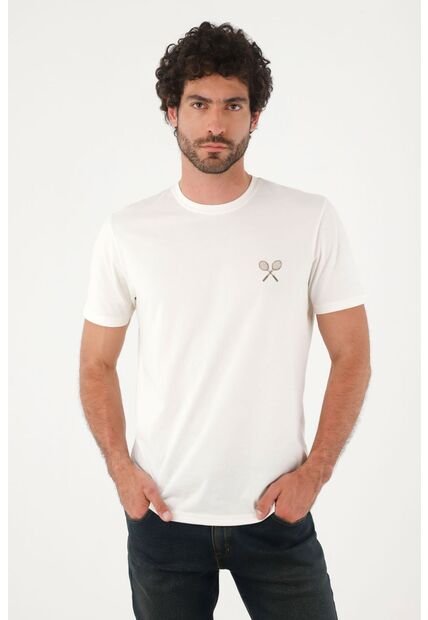 Tennis Camiseta Para Hombre Algodón Blanco Regular Con Gráfico
