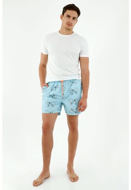 Pantaloneta De Baño De Hombre, Silueta Confort, Con Estampado De Bicicletas