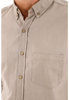 Tennis Camisa Oxford Manga Larga Café Para Hombre
