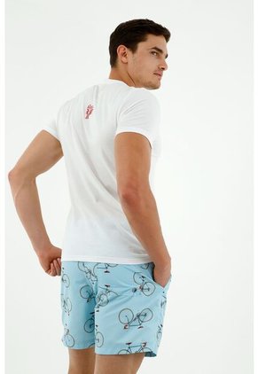 Pantaloneta De Baño De Hombre, Silueta Confort, Con Estampado De Bicicletas