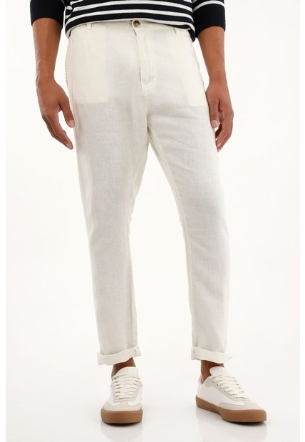 Tennis Pantalón Tipo Chino Crudo En Lino 100% Para Hombre