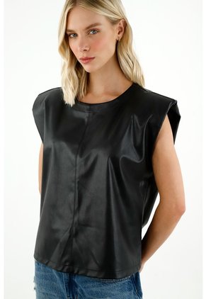 Tennis Camisa Manga Sisa Negra Para Mujer
