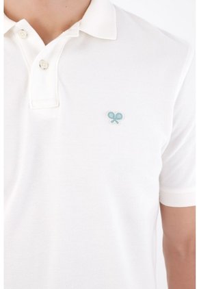 Tennis Polo Clásico Con Bordado De Raquetas En Algodón Blanco Para Hombre