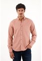 Camisa Oxford Manga Larga Rosada Para Hombre de Tennis