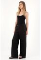 Tennis Pantalón Wide Leg Negro En 100% Lino Para Mujer de Tennis