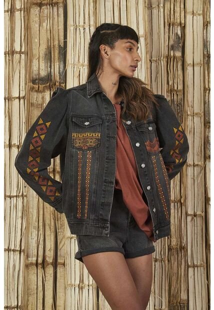 Chaqueta De Jean Negra Para Mujer