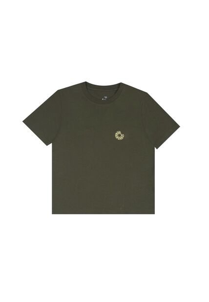 Camiseta Básica Estampada Verde Para Niño