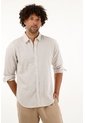 Camisa Café A Rayas Manga Larga Para Hombre de Tennis