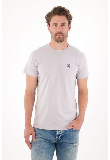 Tennis Camiseta Con Cuello Redondo En Rib Gris Para Hombre