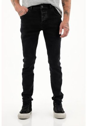 Tennis Jean Skinny Black Denim Con Caída Natural Para Hombre