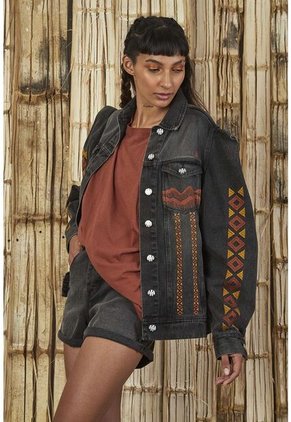 Chaqueta De Jean Negra Para Mujer