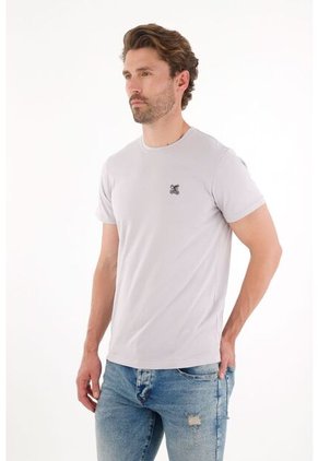 Tennis Camiseta Con Cuello Redondo En Rib Gris Para Hombre