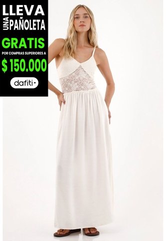 Tennis Vestido Largo Con Detalle De Encaje Crudo Para Mujer Tennis