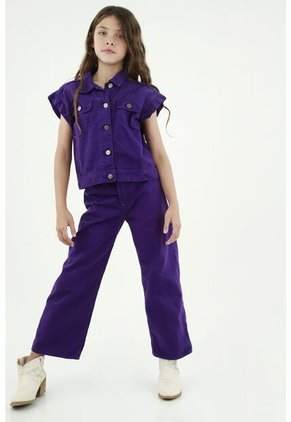 Chaleco Manga Corta Morado Para Niña