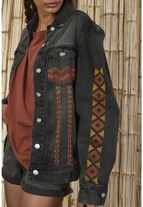 Chaqueta De Jean Negra Para Mujer