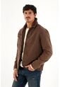Abrigo Con Cuello En Corduroy Café Para Hombre de Tennis