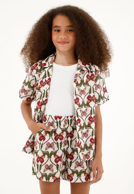 Camisa Con Estampado De Mariposas Para Niña