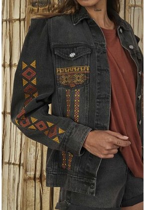 Chaqueta De Jean Negra Para Mujer