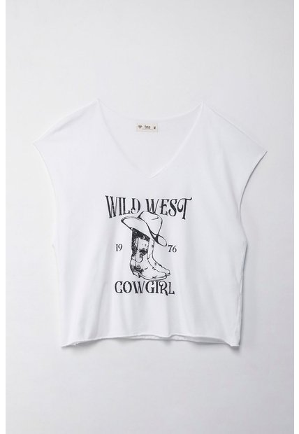 Tennis Camiseta Boxy Fit Manga Sisa Blanca Para Mujer