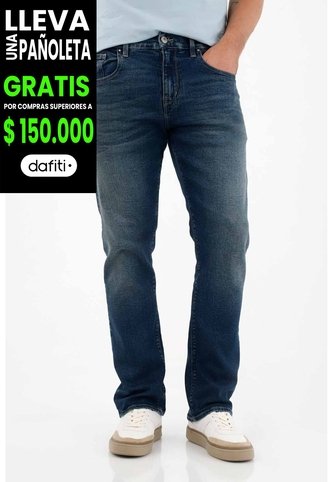 Tennis Jean Recto Tiro Medio Azul Con Acabado Ligero Para Hombre Tennis