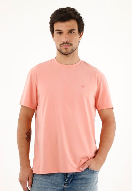 Camiseta Naranja Con Raqueta Estampada Para Hombre