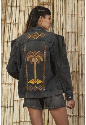 Chaqueta De Jean Negra Para Mujer