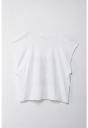 Tennis Camiseta Boxy Fit Manga Sisa Blanca Para Mujer