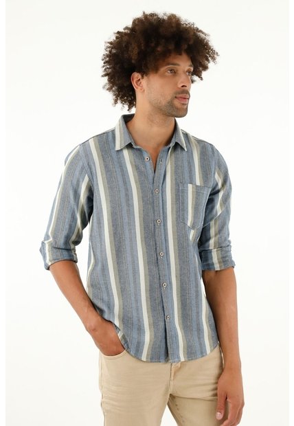 Tennis Camisa Manga Larga A Rayas De Color Para Hombre