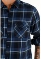 Tennis Camisa Leñadora Con Botones En Madera Azul De Ajuste Cómodo Para Hombre de Tennis
