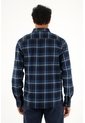 Tennis Camisa Leñadora Con Botones En Madera Azul De Ajuste Cómodo Para Hombre de Tennis