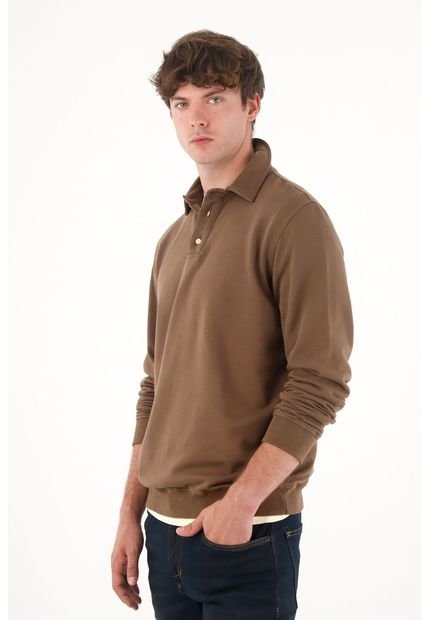 Buzo Tipo Polo Café Para Hombre