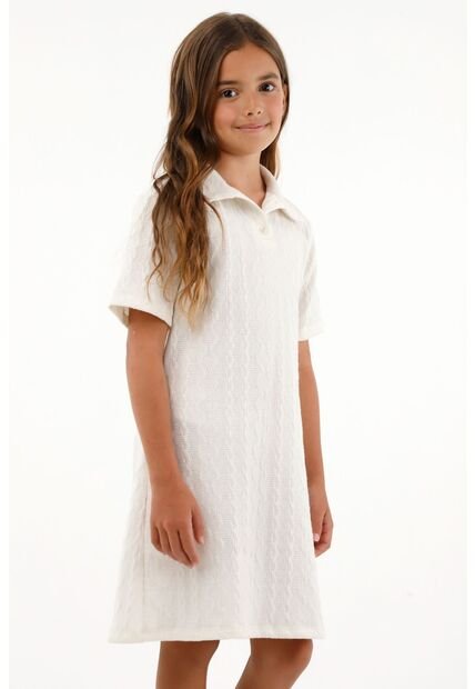 Vestido Corto Tipo Polo Crudo Para Niña