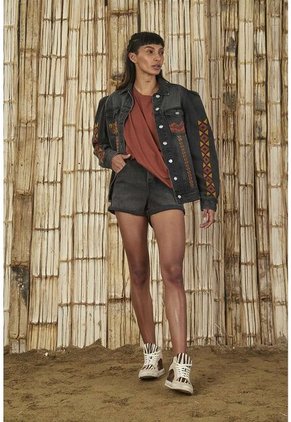 Chaqueta De Jean Negra Para Mujer