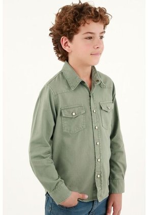 Camisa Verde Manga Larga Para Niño