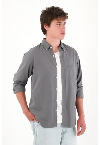 Tennis Camisa Clásica Manga Larga Gris Para Hombre Tennis