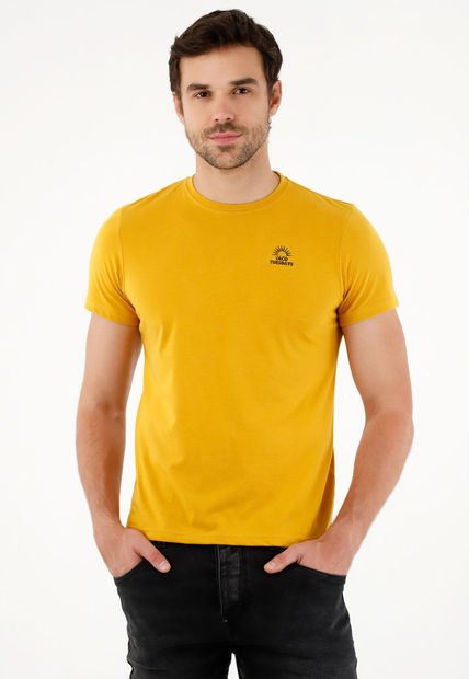 Camiseta Amarilla Cuello Redondo Para Hombre
