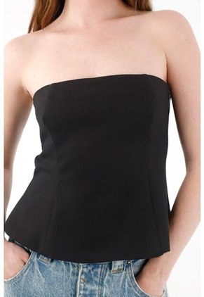 Tennis Camisa Strapless En Silueta A Negra Para Mujer
