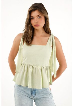 Tennis Camisa Verde De Tiras Y Escote Recto Para Mujer