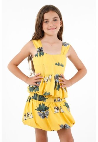 Camisa Amarilla Con Escote Recto Para Niña Tennis