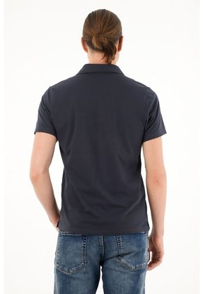 Tennis Polo Azul Con Raqueta Bordada Para Hombre