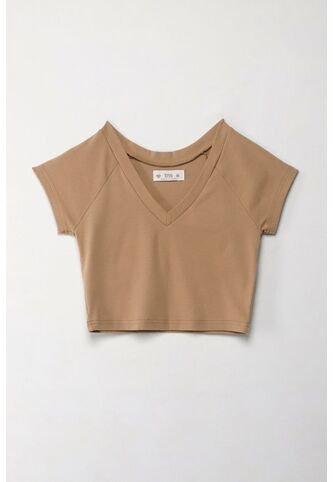 Tennis Camiseta Crop Con Escote En V Crudo Para Mujer Tennis