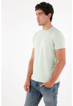 Tennis Camiseta Con Mini Raqueta Verde Con Caída Natural Para Hombre